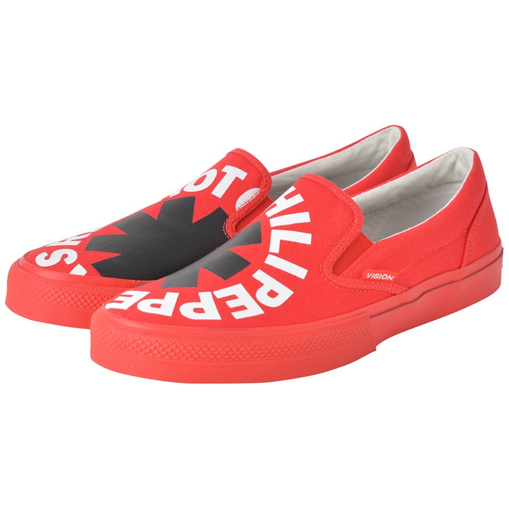 RED HOT CHILI PEPPERS レッドホットチリペッパーズ (来日 35周年 ) - CANVAS SLIP - ON RHCP Red / VISION STREET WEAR(ブランド) / スニーカー / メンズ - PGS